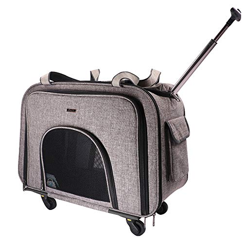 PET HOUND Bolso con Ruedas para Perros Gatos Trolley Mochila de Tranporte Mochila Gato Portador para Mascotas con Ruedas Bolsa extraíble para Mascotas