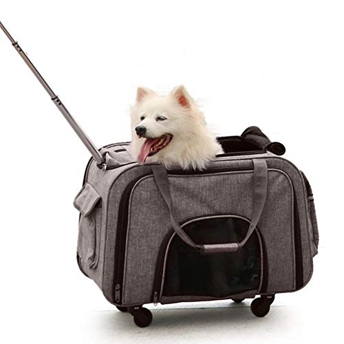 PET HOUND Bolso con Ruedas para Perros Gatos Trolley Mochila de Tranporte Mochila Gato Portador para Mascotas con Ruedas Bolsa extraíble para Mascotas