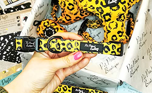 Pet Pooch Boutique Collar de Perro de Leopardo Mostaza Mediano