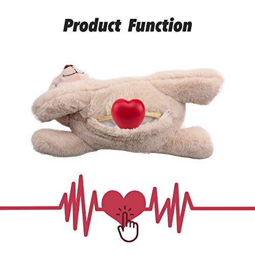 pet prime Perro de Juguete de Peluche Latido del Corazón Juguete de Perro Cálido Juguete de Peluche - Oso de Peluche