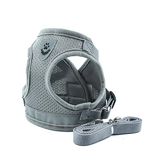 PET SPPTIES Arnés Reflector de Malla Respirante Pequeña Chaleco Arnés Perro Gato Ajustable Mascotas PS041 (S, Grey)