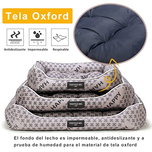 Petaccom Sofá para Perro, Cesta Perros con Cojín Desmontable, Relleno de Fibra Super Suave, Gris, L, 82 x 61 x 25 CM