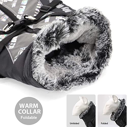 PETCUTE Abrigo para Perro de Invierno,Impermeable Chaqueta de Invierno para Perros con Arnés,Resistente al Viento,Ajustable,Reflectante Ropa para Mascotas Perros Pequeños, Medianos y Grandes