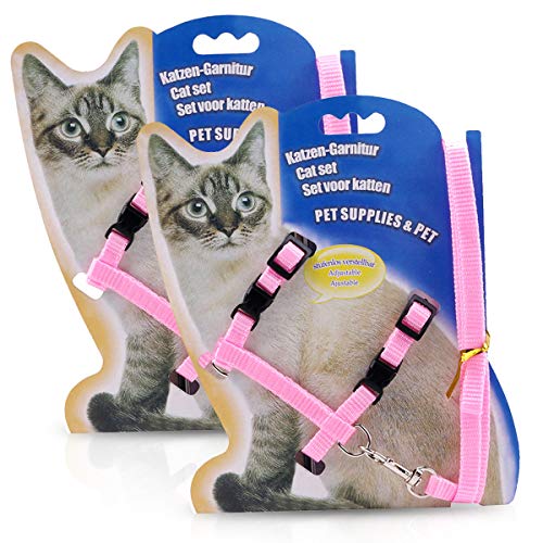 PETCUTE Arnes para Gatos con Correa Arnés Ajustable para Gato 2 Piezas Juego de arneses y Correa para Gatitos