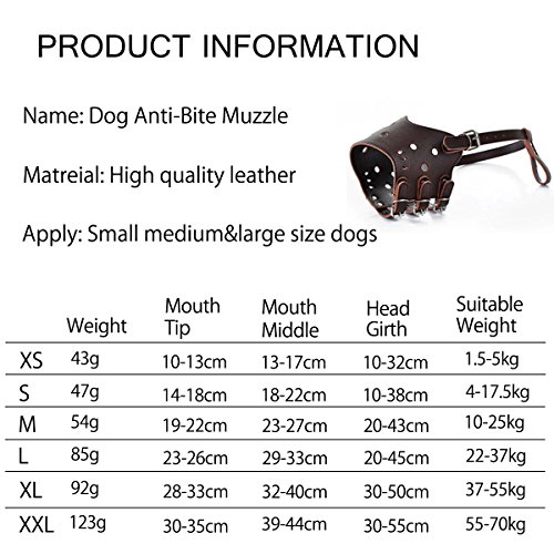 PETCUTE Bozal para Perro Bozales para Perro de Cuero Transpirable Bozal Perro Anti-Morder Ajustable para Perro Grande y Pequeño Medio