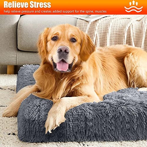 PETCUTE Cama para Perros y Gatos,Colchón Perro Extra Grande Ortopédica para Grande Mediano Pequeños Perros,Lavable, Desenfundable Cómodo Suave y Cálida Cama para Mascotas con Fondo Antideslizante