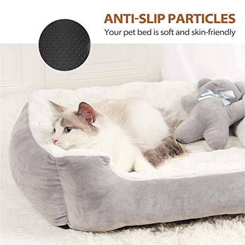 PETCUTE Cama Perro Mediano Cama Relajante Gatos Sofá para Perro Lavable Cama de Suave Gamuza para Perros y Gatos Pequeños(Caqui 56 * 46 * 17cm)