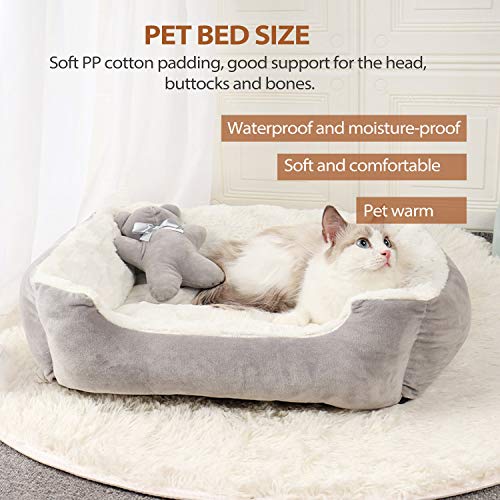 PETCUTE Cama Perro Mediano Cama Relajante Gatos Sofá para Perro Lavable Cama de Suave Gamuza para Perros y Gatos Pequeños(Caqui 56 * 46 * 17cm)