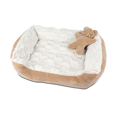 PETCUTE Cama Perro Mediano Cama Relajante Gatos Sofá para Perro Lavable Cama de Suave Gamuza para Perros y Gatos Pequeños(Caqui 56 * 46 * 17cm)