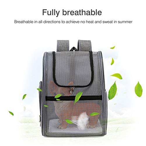 PETCUTE Mochila para Perros Bolsa Transportar Perritos Gatos Plegable Transportín Perros Transportadoras Mochila para Viaje Transpirable para Mascotas pequeño Gris