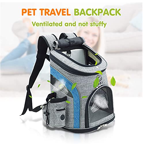 PETCUTE Mochila para Perros Pequeños Transpirable Bolsa Transportar Gatos Adjustable Mochila Mascotas Carga Máxima 16lbs para Viajar en Tren/automóvil/Restaurante/avión