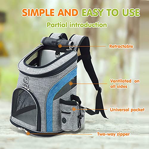 PETCUTE Mochila para Perros Pequeños Transpirable Bolsa Transportar Gatos Adjustable Mochila Mascotas Carga Máxima 16lbs para Viajar en Tren/automóvil/Restaurante/avión