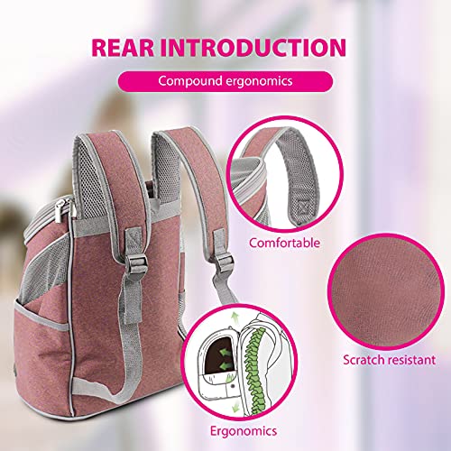 PETCUTE Mochila para Perros y Gatos,Transpirable Suave Mochila Portadora de Perros hasta 4kg,Mochila Transportín Gato con Correa de Hombro Ajustable,Tapete Extraíble,para Viajar