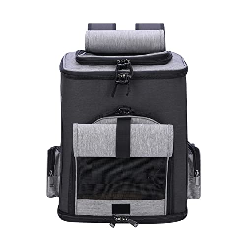 PETCUTE Mochila Transportín Gato,Ampliable Mochila para Perros y Gatos,con Correa de Hombro Ajustable,Plegable Mochila para Mascotas con Colchón Suave,Correa de Seguridad Interior,para Viajar