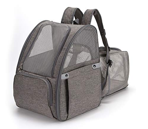 PETCUTE Transportin Gato Mochila Perro Pequeños Expandible y Plegable Bolsa para Transportar Gatos Transpirable Viaje Mochila para Llevar Perros Gato Gris