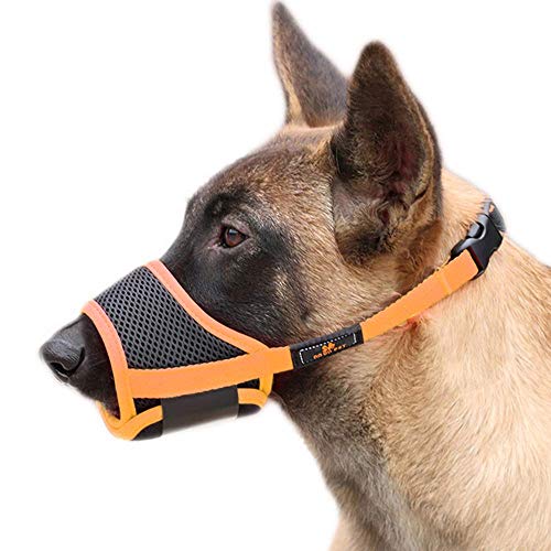 PETEMOO Bozal para Perros - Bozal Anti-mordedor Secure Fit Bozal para Perros - Malla Transpirable con Forma de Boca para Perros pequeños y Grandes