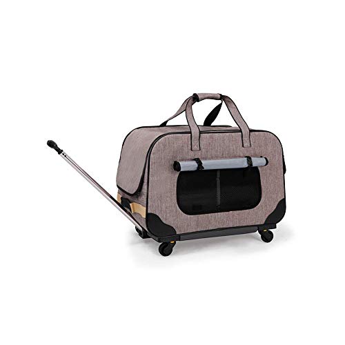 PETEMOO Transportín Plegable para Mascotas con Ruedas extraíbles Bolsa de Transporte para Gatos Perros, Conejos, Gatitos, Cachorros, Viajes, Senderismo, Camping