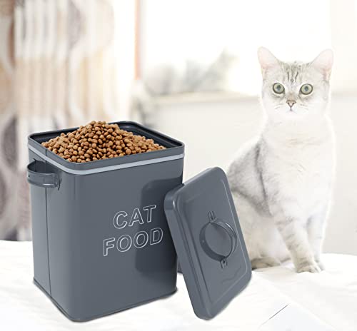 Pethiy - Contenedor para Comida y golosinas para Gatos, con herméticas Tapa y Pala, Cajas Almacenamiento para Alimentos para Mascotas,Capacidad 2,5kgs-Gris