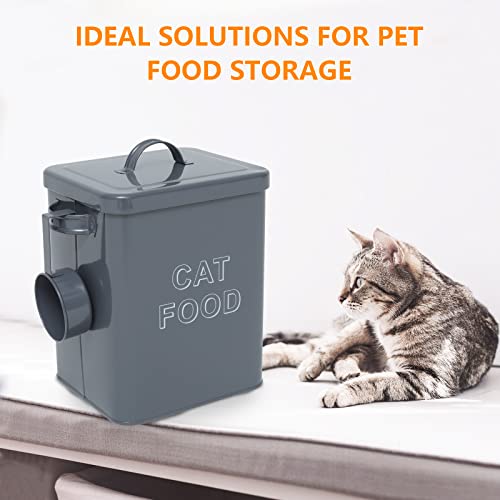 Pethiy - Contenedor para Comida y golosinas para Gatos, con herméticas Tapa y Pala, Cajas Almacenamiento para Alimentos para Mascotas,Capacidad 2,5kgs-Gris