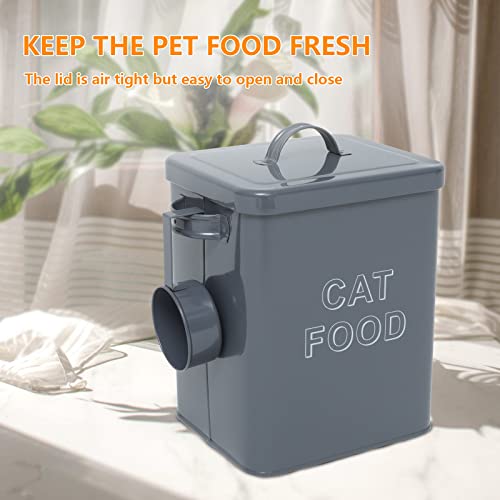 Pethiy - Contenedor para Comida y golosinas para Gatos, con herméticas Tapa y Pala, Cajas Almacenamiento para Alimentos para Mascotas,Capacidad 2,5kgs-Gris