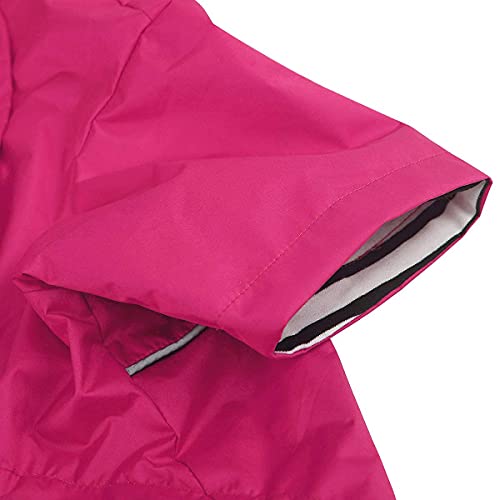 Pethiy- Elegante Chubasquero para Perro,Impermeable Abrigo con Botones Reflectantes y Bolsillos, Resistente a la Lluvia/al Agua,con Capucha extraíble, para pequeños y medianos Perros-Rosa-M