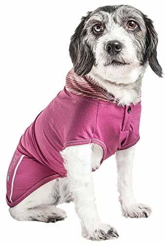 PetLife Active Pull-Rover Premium 4-Way Stretch Dos Tonos de Rendimiento sin Mangas Camiseta sin Mangas para Perro, Sudadera con Capucha, Extra Grande, Granate