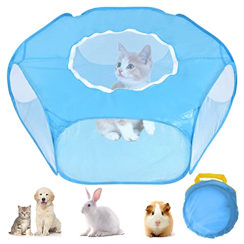 PETLOFT Parque para Mascotas Plegable, Malla para Mascotas Pequeña Transpirable Portátil, Interior Exterior Carpa Liviana Jaula para Juegos Valla para Patio con Bolsa de Transporte para Pequeña Animal