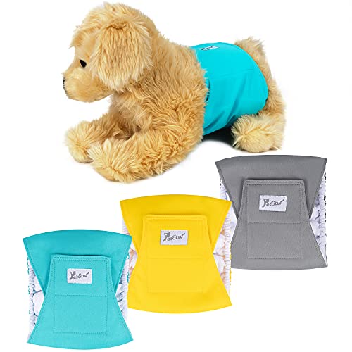 Petotw -Pañales Lavables Pañales para Perros Machos（3 Packs）， Reutizables y Perros Machos Diapers Altamente Absorbentes （S