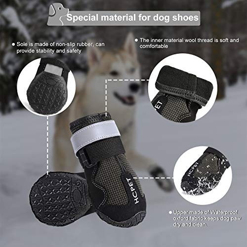 Petotw Zapatos Impermeables para Perros Botas Antideslizantes para Perros Protector de Pata con Tira Reflectante Botas para Perros Medios y Grandes 4 Piezas (XXL, Negro, 7#)