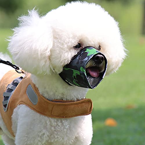 PetPhindU Cubrir La Boca Hocico del Perro De Perro De Camuflaje para El Pequeño Mediano Grande Perros para Evitar Que Se Muerda Barking De Mascar con Magia Ajustable Etiqueta