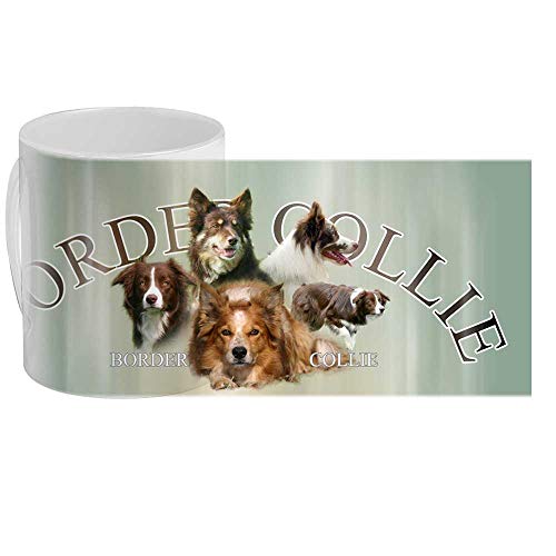 Pets-easy - Tazas personalizadas con diseño de perro Border Collie, color rojo