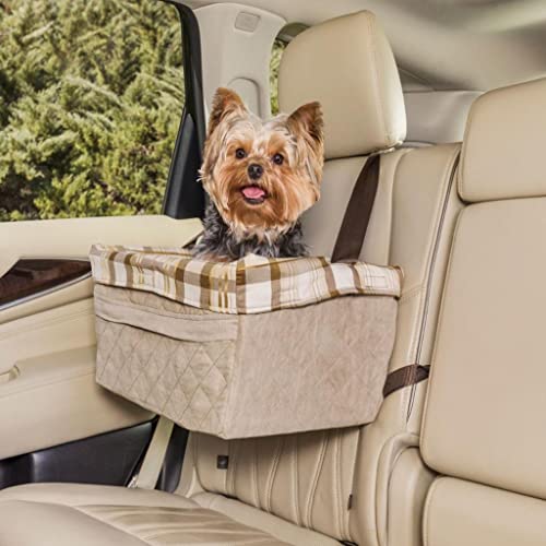 PetSafe Asiento de Seguridad para Perros Happy Ride - Hasta 8.1 kg - Para Diferentes Tipos de Vehículos - Correa Ajustable - Forro Acolchado Resistente, Lavable a Máquina - Marrón claro