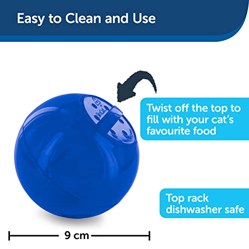 PetSafe - Dispensador de Comida para Gatos SlimCat; Juguete Interactivo para Gatos; Óptimo para Hacer Ejercicio; Perder Peso y Divertirse; Azul (Disponible en Verde; Naranja y Rosa)