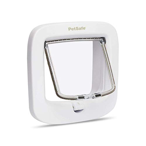 PetSafe Gatera con Bloqueo Manual, Puerta para Gatos, 4 Posiciones de Cierre, Gatos de Hasta 7 kg, Plástico, Blanco