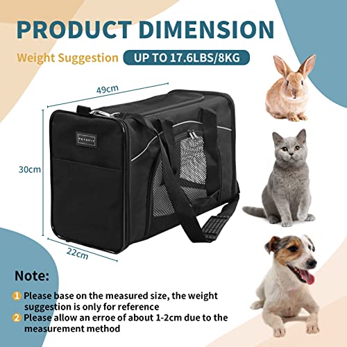 Petsfit Foldable Pet Travel Carrier, Airline Approved Dog Carrier, Black Pet Carrier, Two-Way Placement on Plane, 47cm x 24cm x 31cm