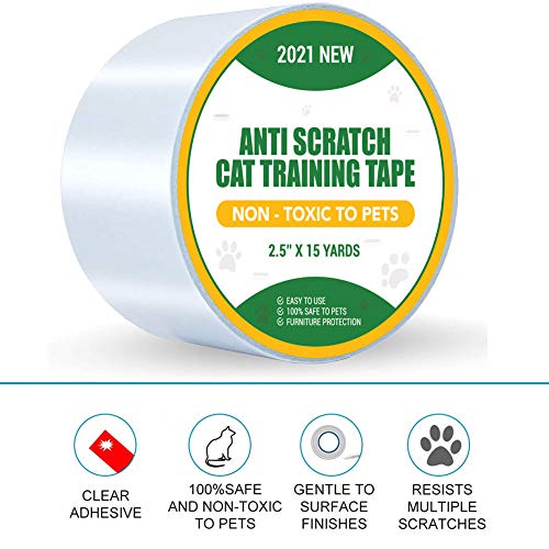 Petslucent Cinta de Entrenamiento Anti Arañazos para Gatos, Protector de Muebles Gatos, Protección Antirrayas, Protectores de Doble Cara para Alfombra, Sofá, Puerta (7.5cmx18.2m)