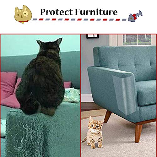 Petslucent Cinta de Entrenamiento Anti Arañazos para Gatos, Protector de Muebles Gatos, Protección Antirrayas, Protectores de Doble Cara para Alfombra, Sofá, Puerta (7.5cmx18.2m)