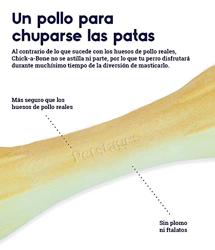 Petstages Chick-a-Bone - Juguete con forma de hueso de pollo para perros - Para morder, con sabor a carne de ave - Seguro, natural y sano