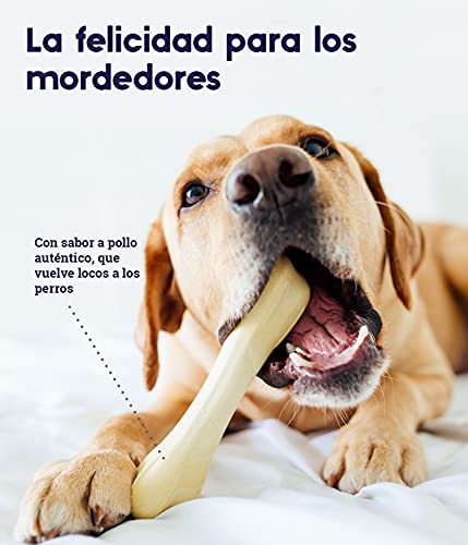 Petstages Chick-a-Bone - Juguete con forma de hueso de pollo para perros - Para morder, con sabor a carne de ave - Seguro, natural y sano