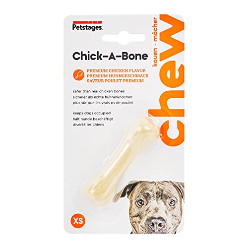 Petstages Chick-a-Bone - Juguete con forma de hueso de pollo para perros - Para morder, con sabor a carne de ave - Seguro, natural y sano