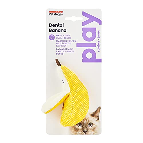 Petstages Dental Banana - Juguete para morder para gatos - Con hierba gatera