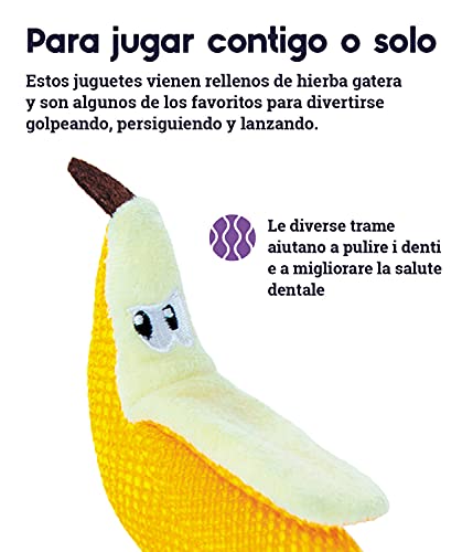 Petstages Dental Banana - Juguete para morder para gatos - Con hierba gatera