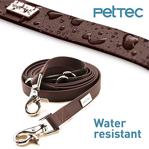 PetTec Correa de Perro de 2m, Edición Fina, Cómoda y Resistente, Fabricada con Trioflex Resistente; para Perros de hasta 50 kg de Tamaño; Proporciona Seguridad, Protección y Control (Marrón)