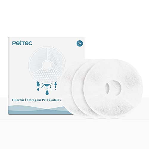 PetTec Fuente para Gatos | Juego de 3 recambios de Filtro de 4 Fases para la Fuente de Agua PetTec de 2ª generación | Fuente para Mascotas Agua para Perros y Gatos