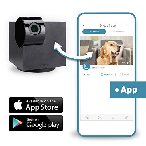 PetTec Pet CAM 360°, Aplicación Inteligente de Mascotas con Detección de Ruido, Full HD 1080p, Vista 360°, Micrófono y Altavoz, para iOS y Android