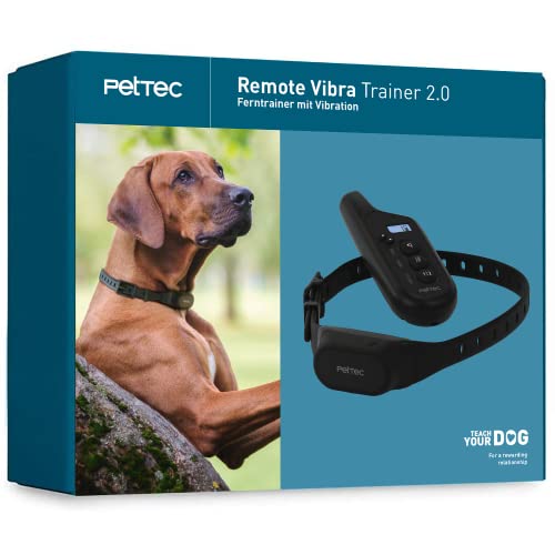 PetTec Vibra Trainer 2.0, Collar de adiestramiento con Fuerte vibración, 16 Niveles de vibración + señal acústica, Incl. Control Remoto con un Alcance de 300 m, batería Recargable, Impermeable IPX7