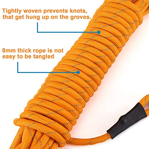 PETTOM Correa de Perro Cordón para Perros 5m 10m 15m Cordón de Cuerda de Entrenamiento Reflectante Cordón de Nailon-Naranja