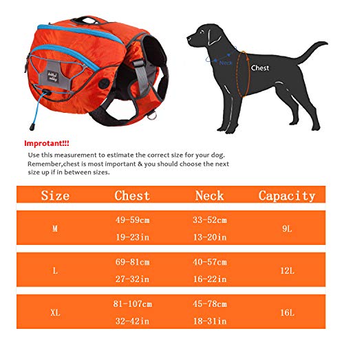 PETTOM Mochila Alforja Perros Bolsa de sillín para Perros Grandes Bolsa para Viajes Camping Senderismo Acampada