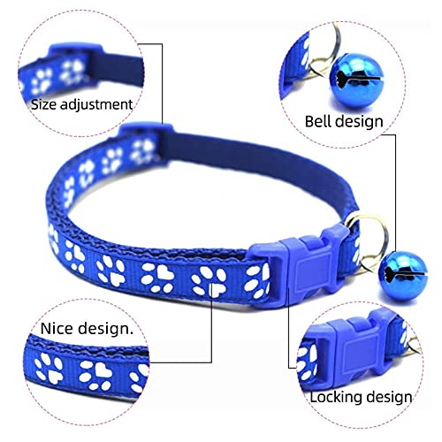 PhoenixDN 12 Piezas Collar para Mascotas con Campanas, Collar Gato Antiahogo, Collar Gato Reflectante Ajustable, Collares de Gato de Colores, para la Mayoría de los Gatos Domésticos