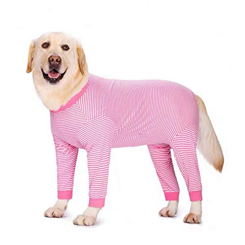 Pijama de una Pieza para Perros Grandes y medianos para la pérdida de Cabello, alergias, antifugas, protección de heridas, Alternativa de Cono (2XL, Rosa)